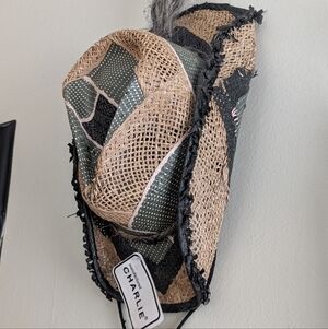 NWT Vintage Charlie Hats Straw Patchwork Western Burning Man Hat Size Large